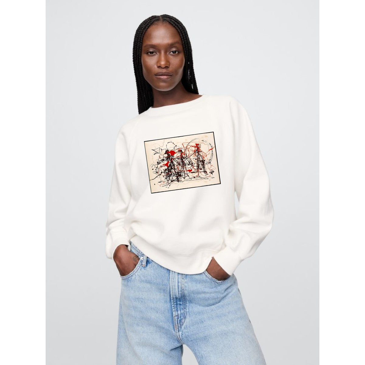 Abstract Art Print White Sweatshirt
