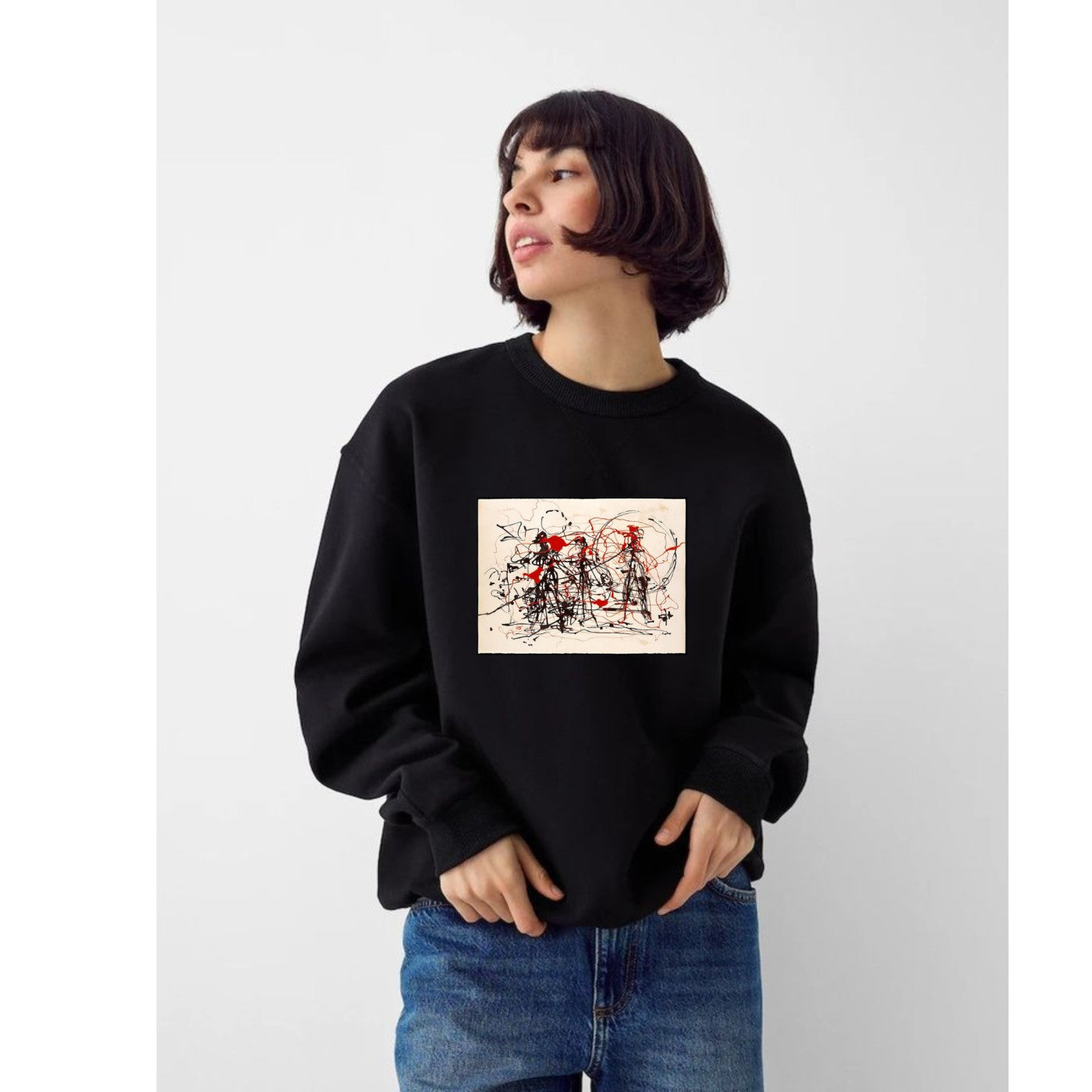 Abstract Art Print Black Sweatshirt