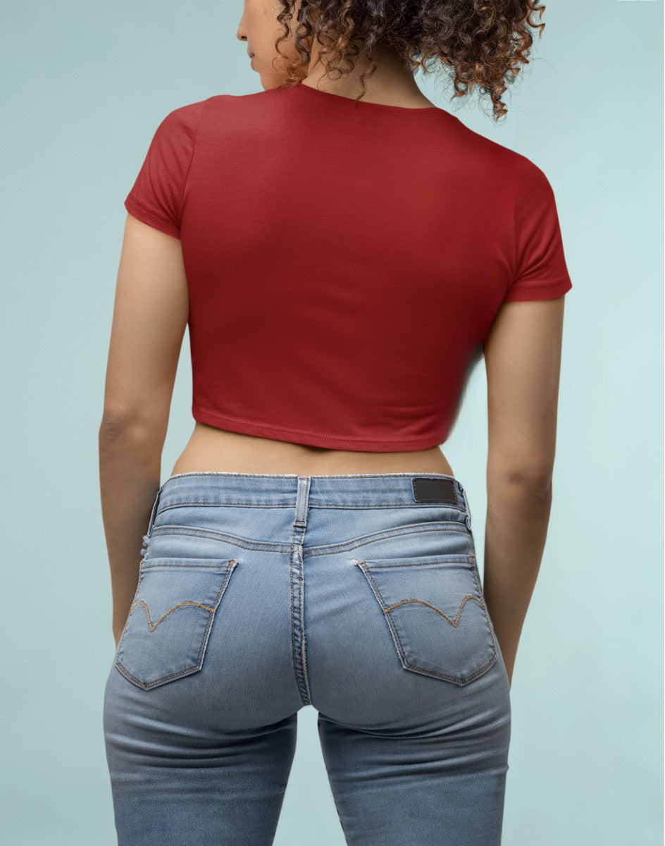SUN DAY Printed Red Crop T-Shirt