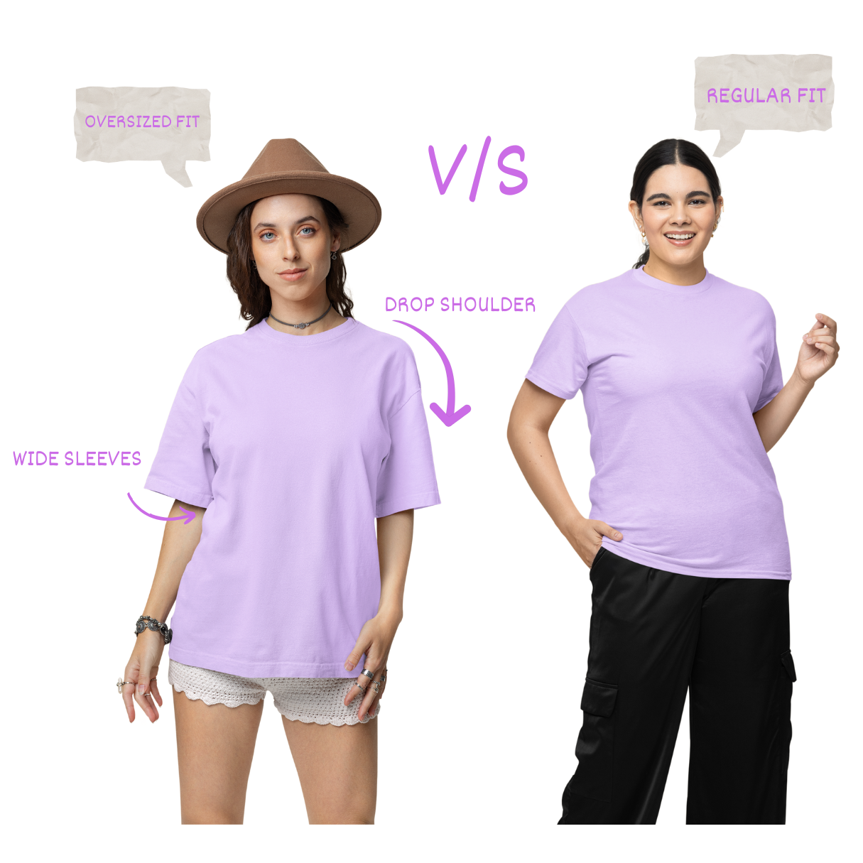 Image sowing Difference between Oversized and Regular T-Shirt