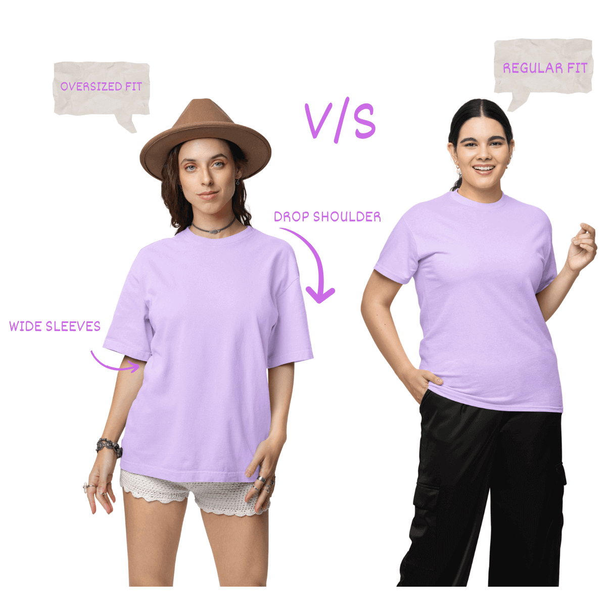 Image sowing Difference between Oversized and Regular T-Shirt