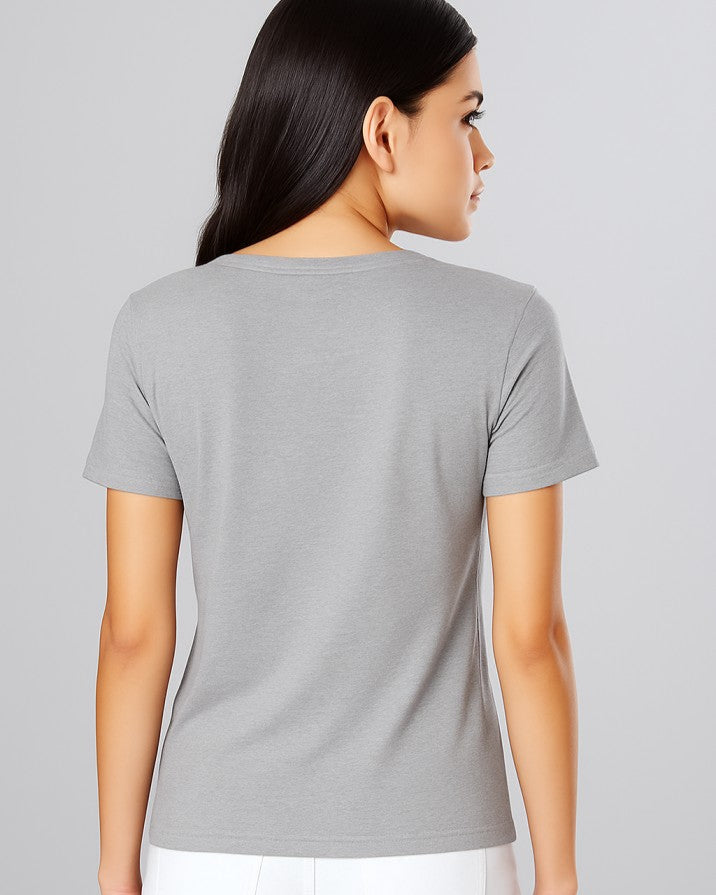 Women Grey Plain T-Shirt