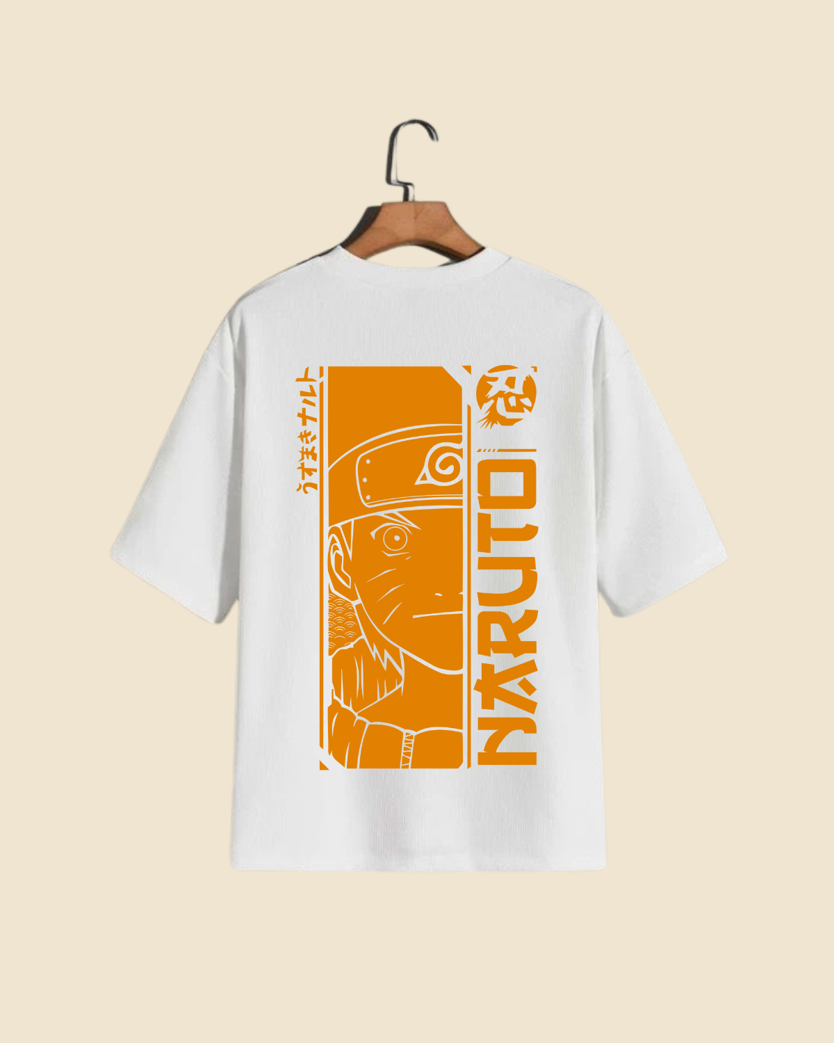 Naruto in orange Anime Print White Oversized T-Shirt