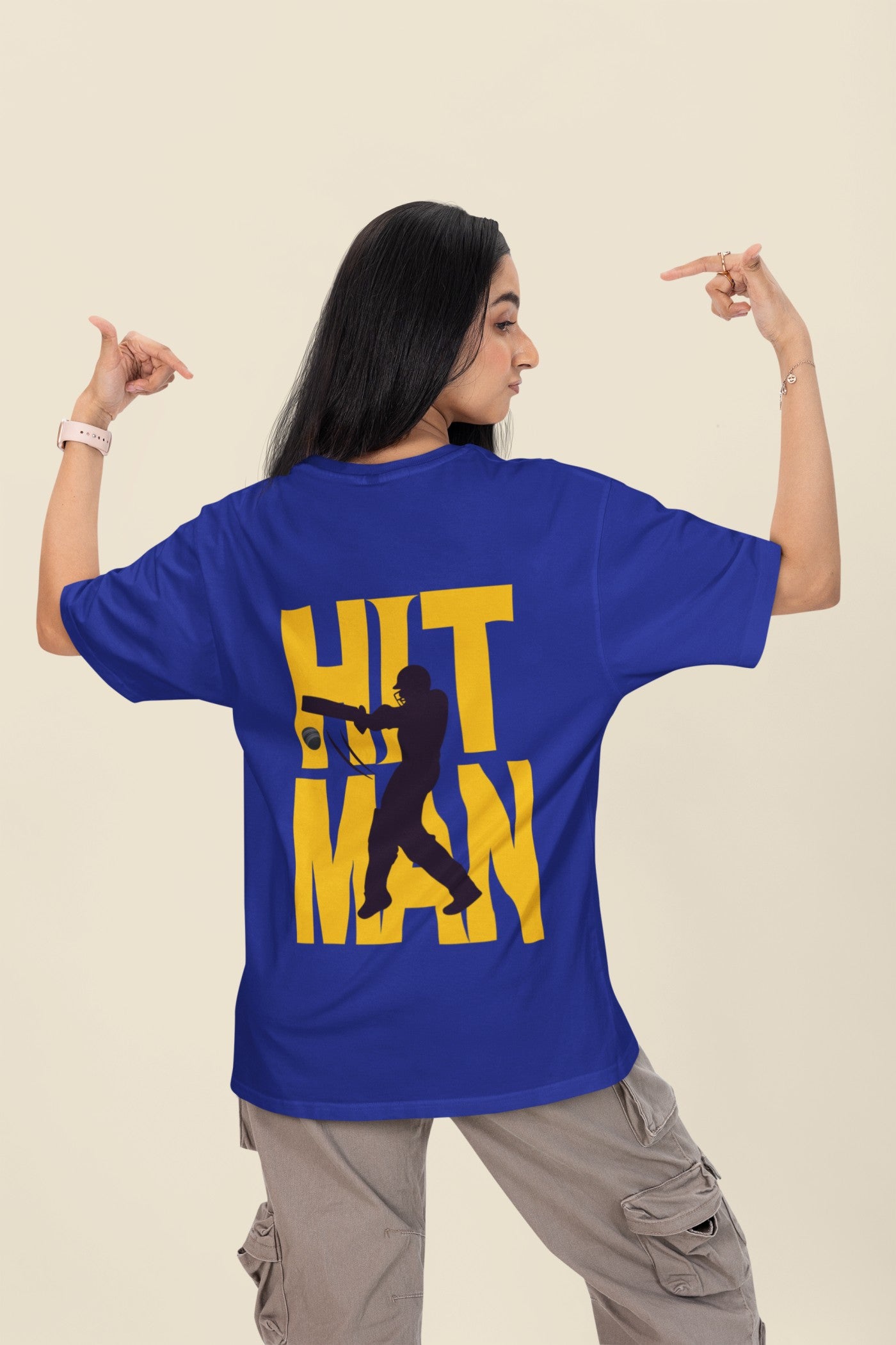 Hitman Print T-Shirt Royal Blue Oversized T-Shirt