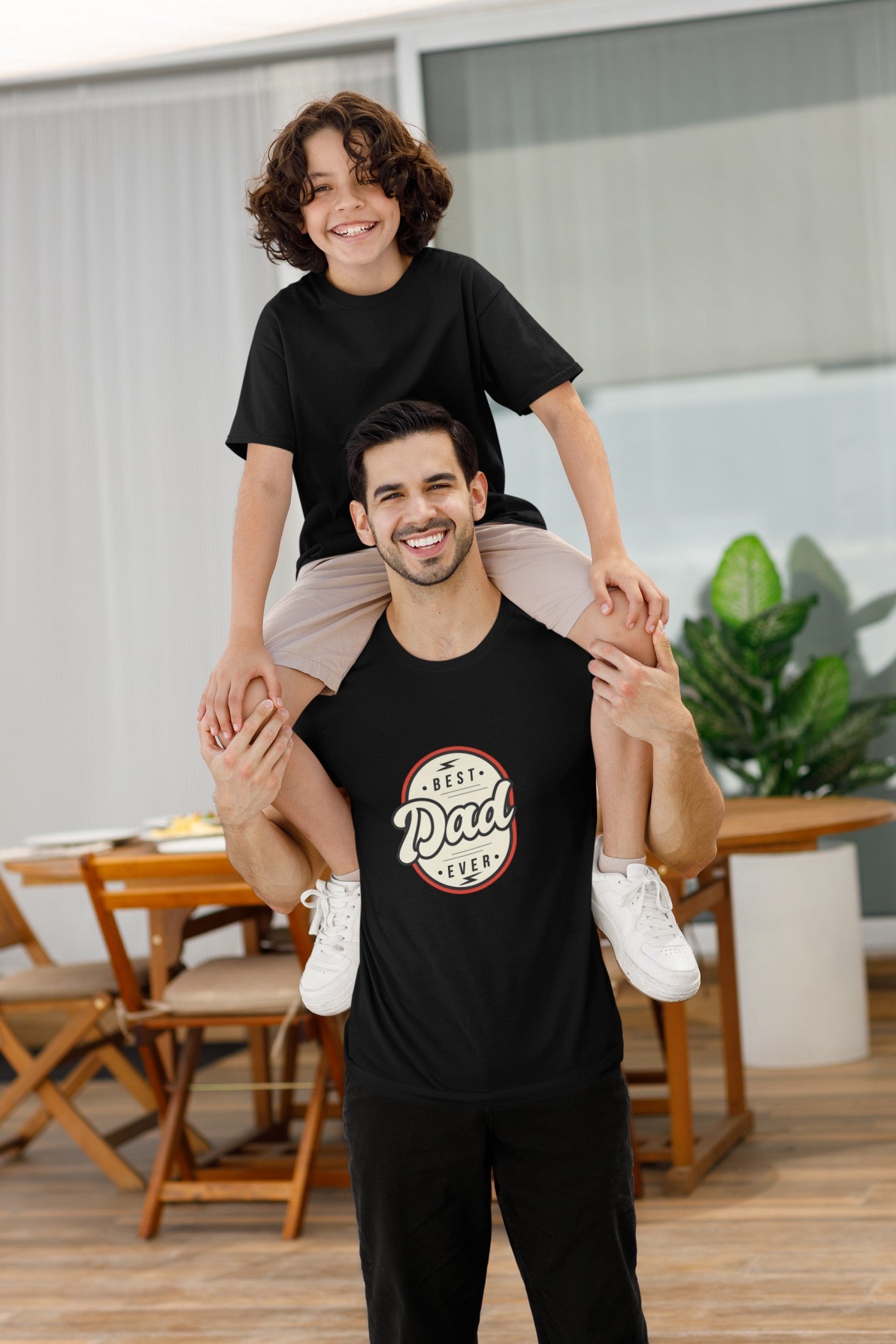 Best Dad Ever Print Black T-Shirt