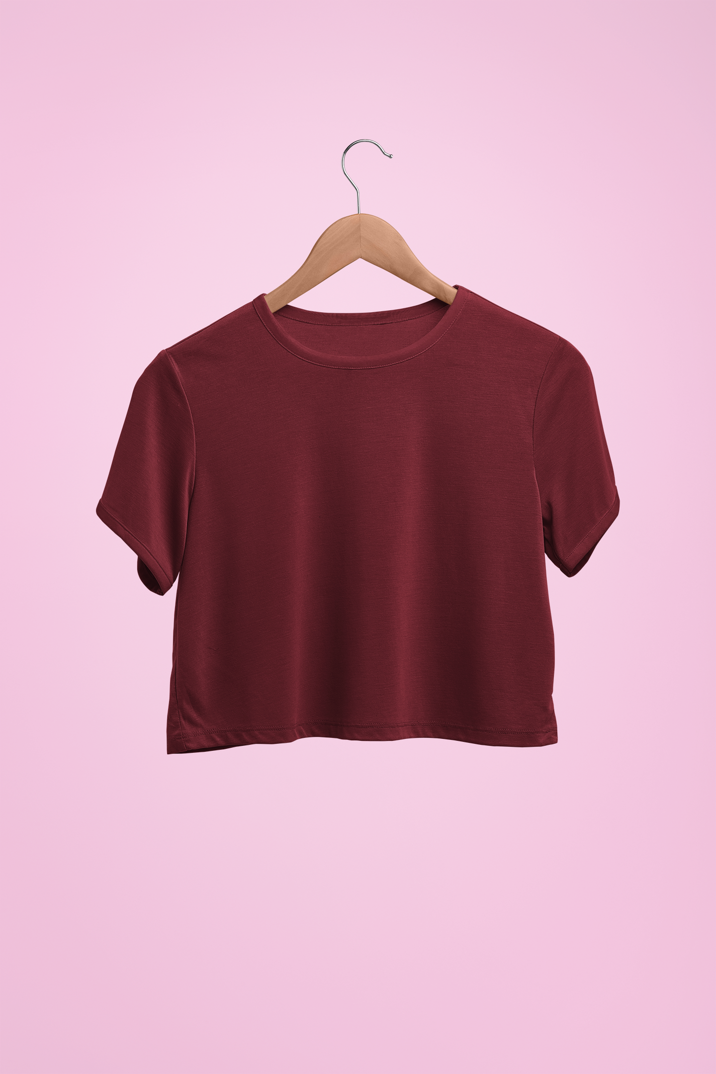 Maroon Plain Crop Top with Hanger