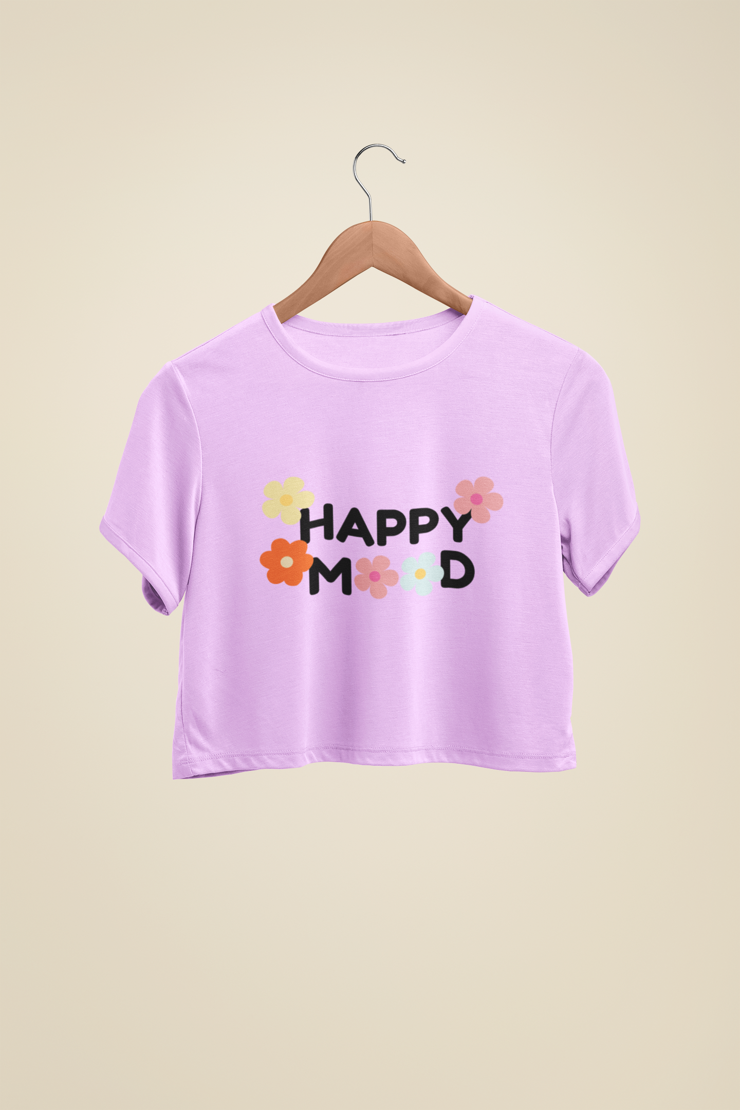 Happy Mode Print Lilac Crop Top