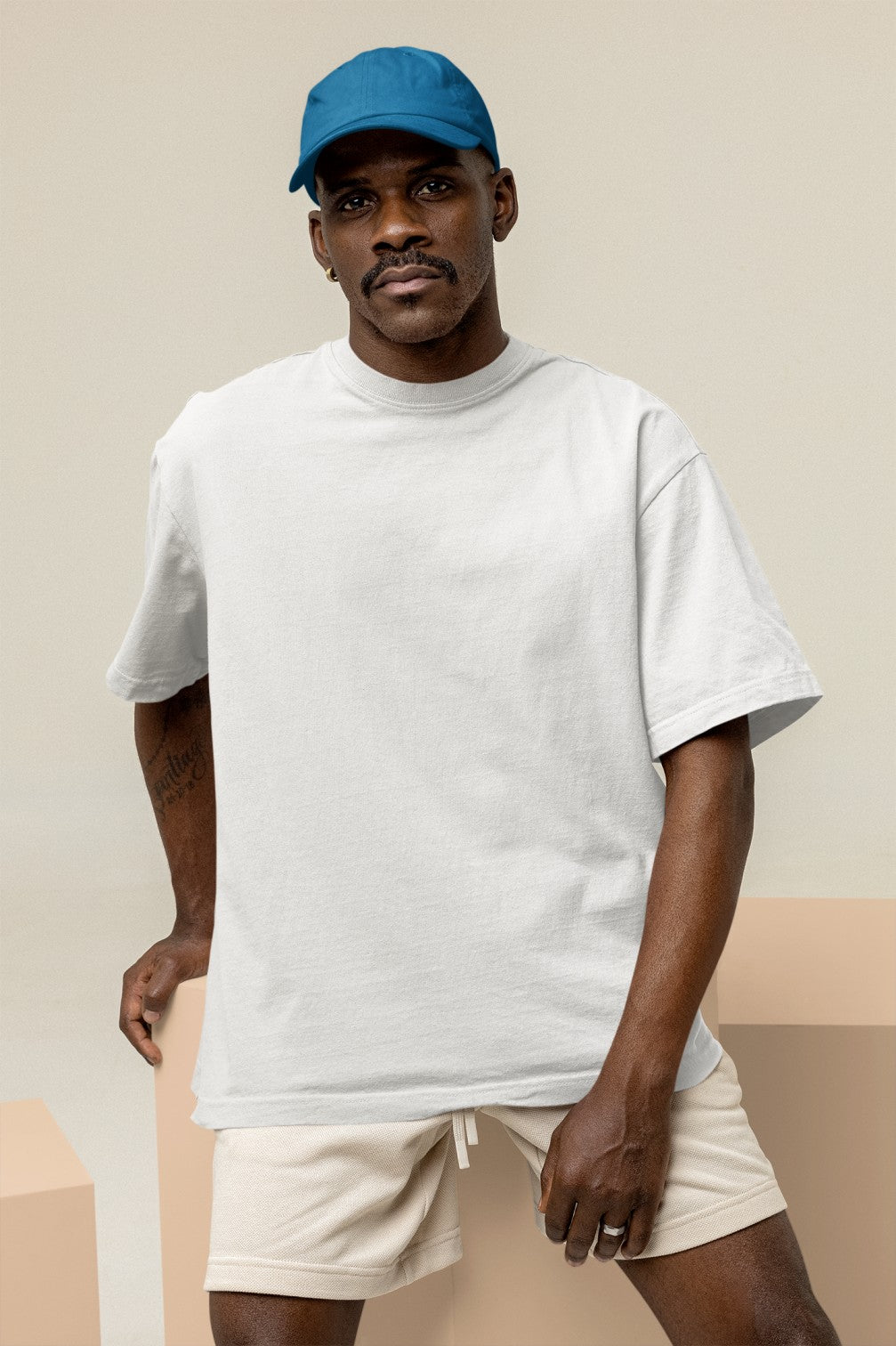 Majin Barcode Anime Print Oversized White T-Shirt