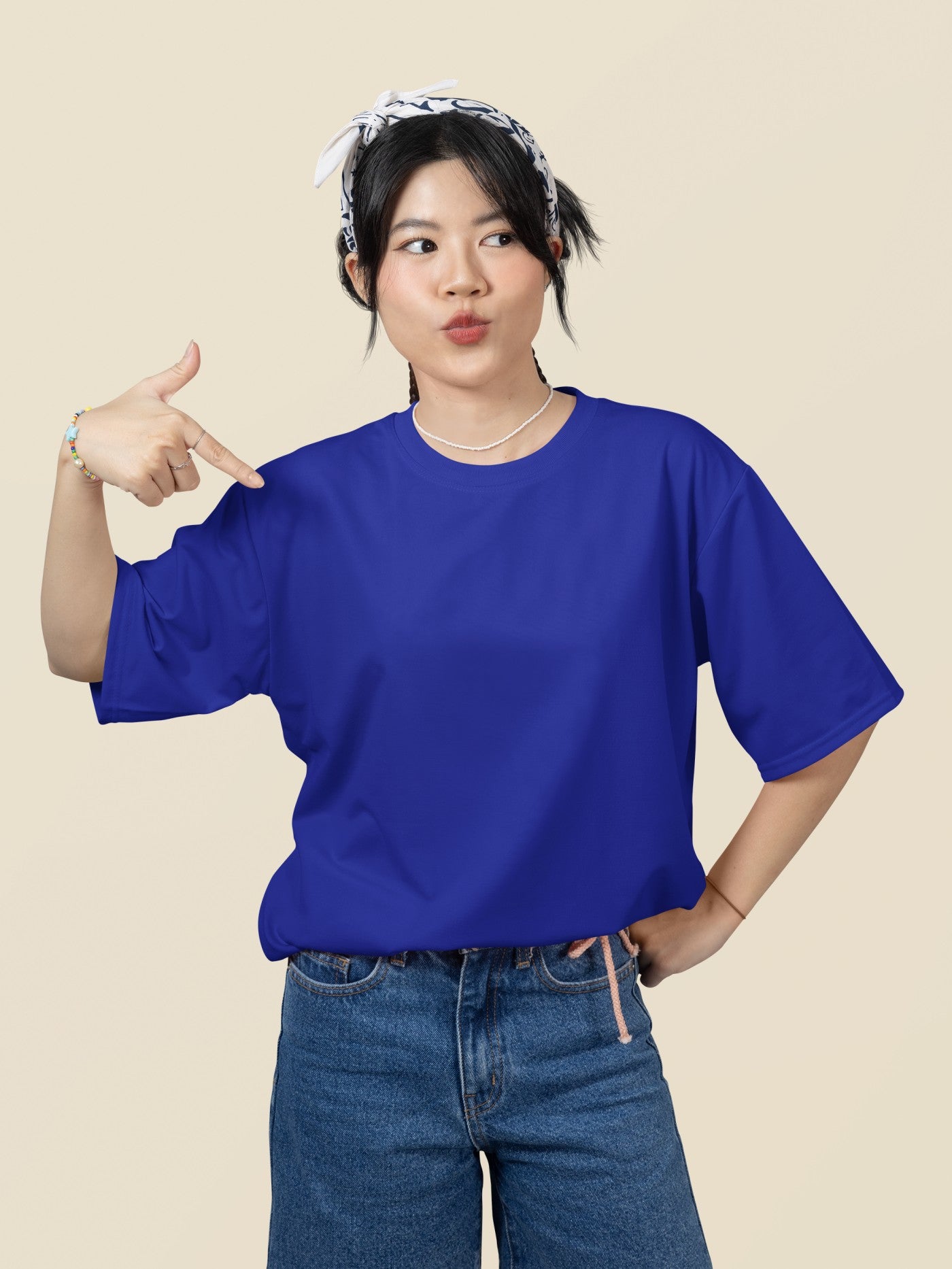 Royal Blue Oversized Plain T-Shirt