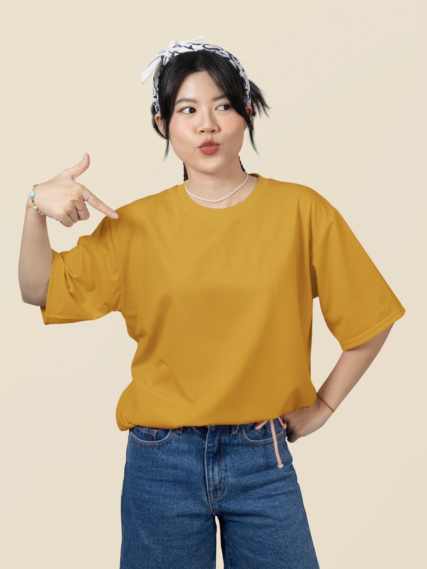 Mustard Yellow Oversized Plain T-Shirt