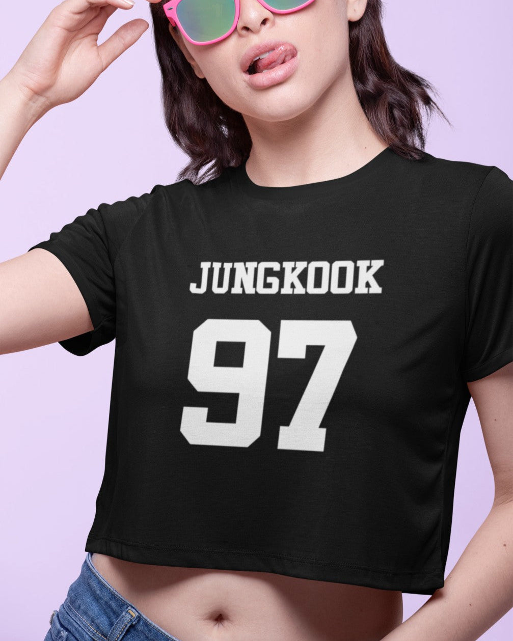 Jungkook 97 Print Black Crop T-Shirt