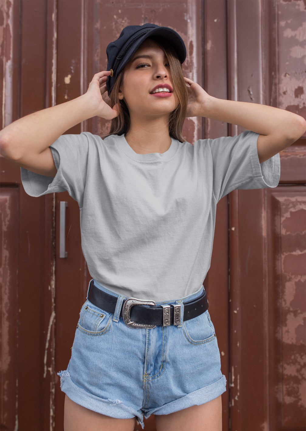 Grey Melange Plain T-Shirt