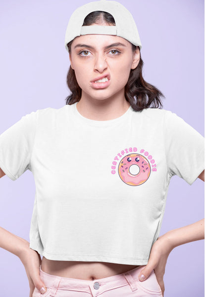 Certified foodie Printed White Crop T-Shirt