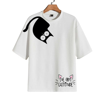 I got Catitude Print Oversized T-Shirt