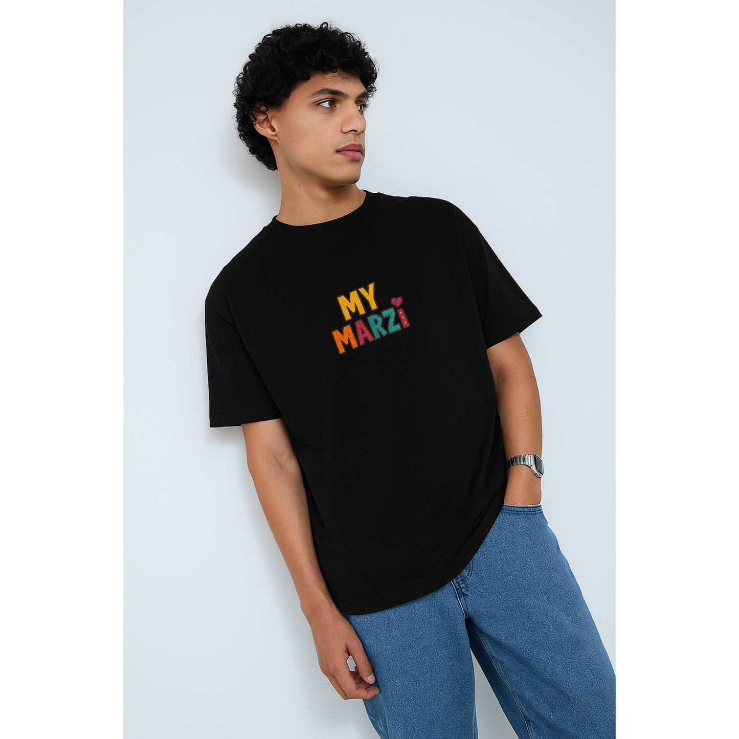 My Marzi Embroidered Black T-Shirt