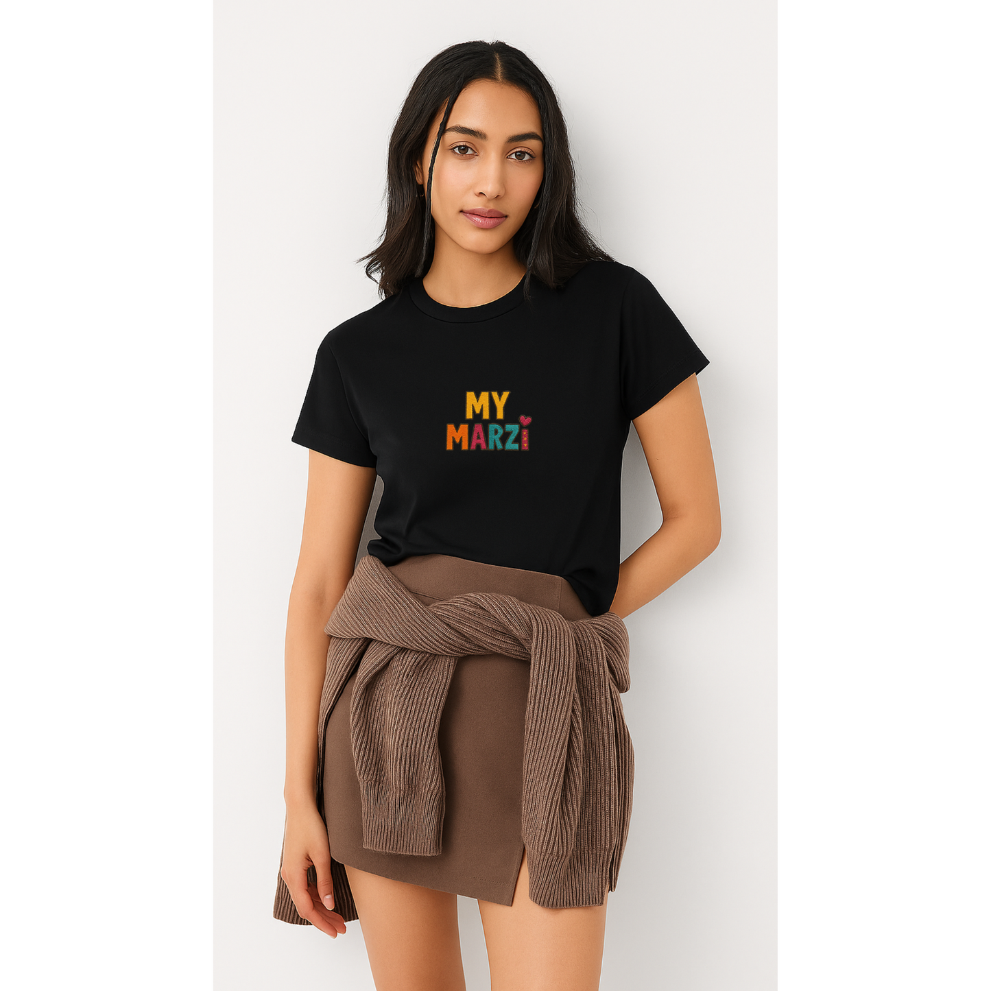 My Marzi Embroidered Black T-Shirt