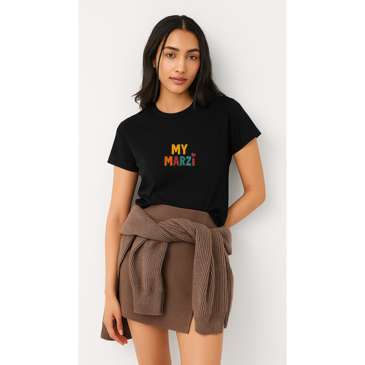 My Marzi Embroidered Black T-Shirt