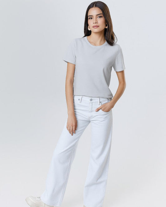 Women Grey Plain T-Shirt