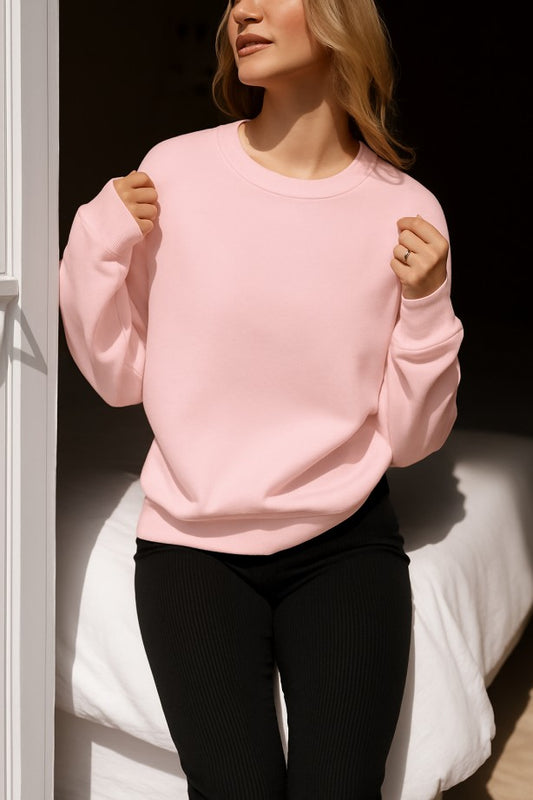 light Pink Solid Sweatshirt