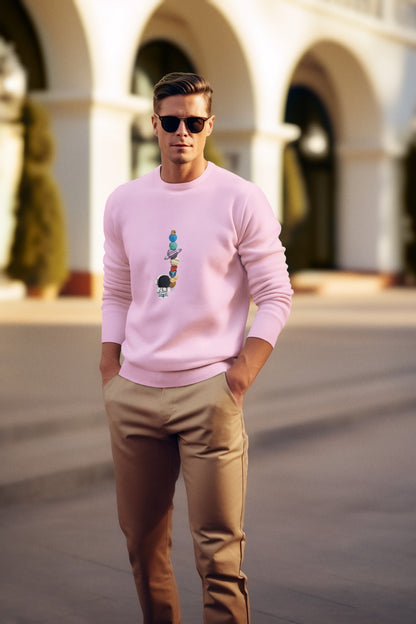 Planets Print Pink Sweatshirt