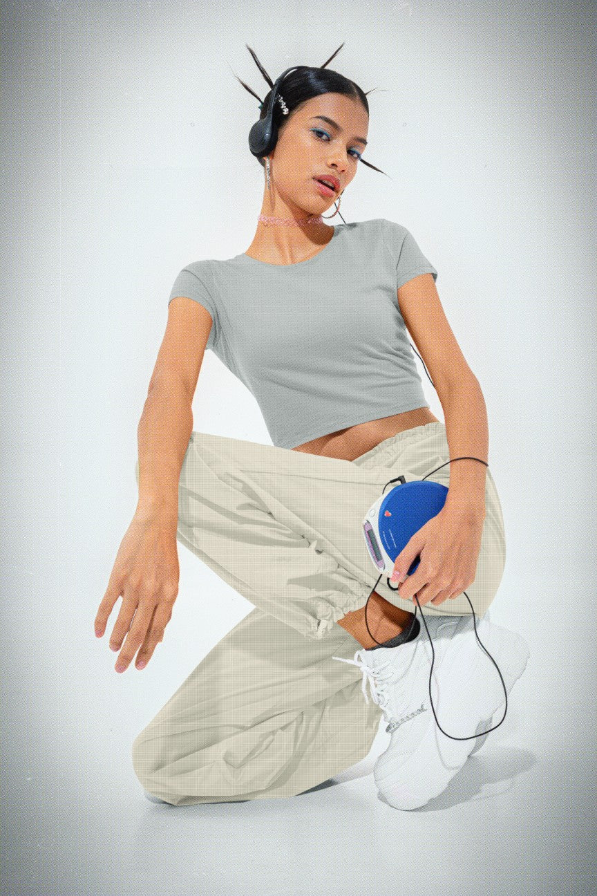 Grey Plain Crop Top