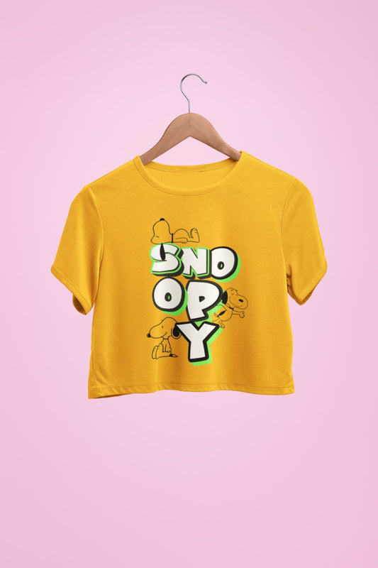 Snoopy Print Yellow Crop Top