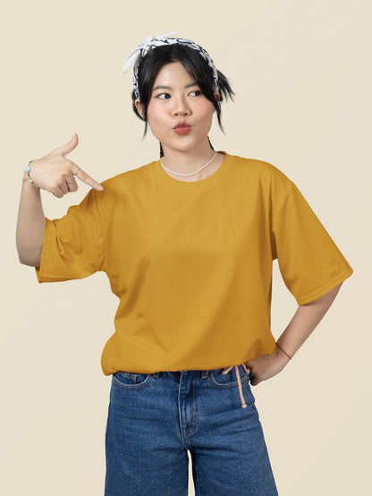 Mustard Yellow Oversized Plain T-Shirt