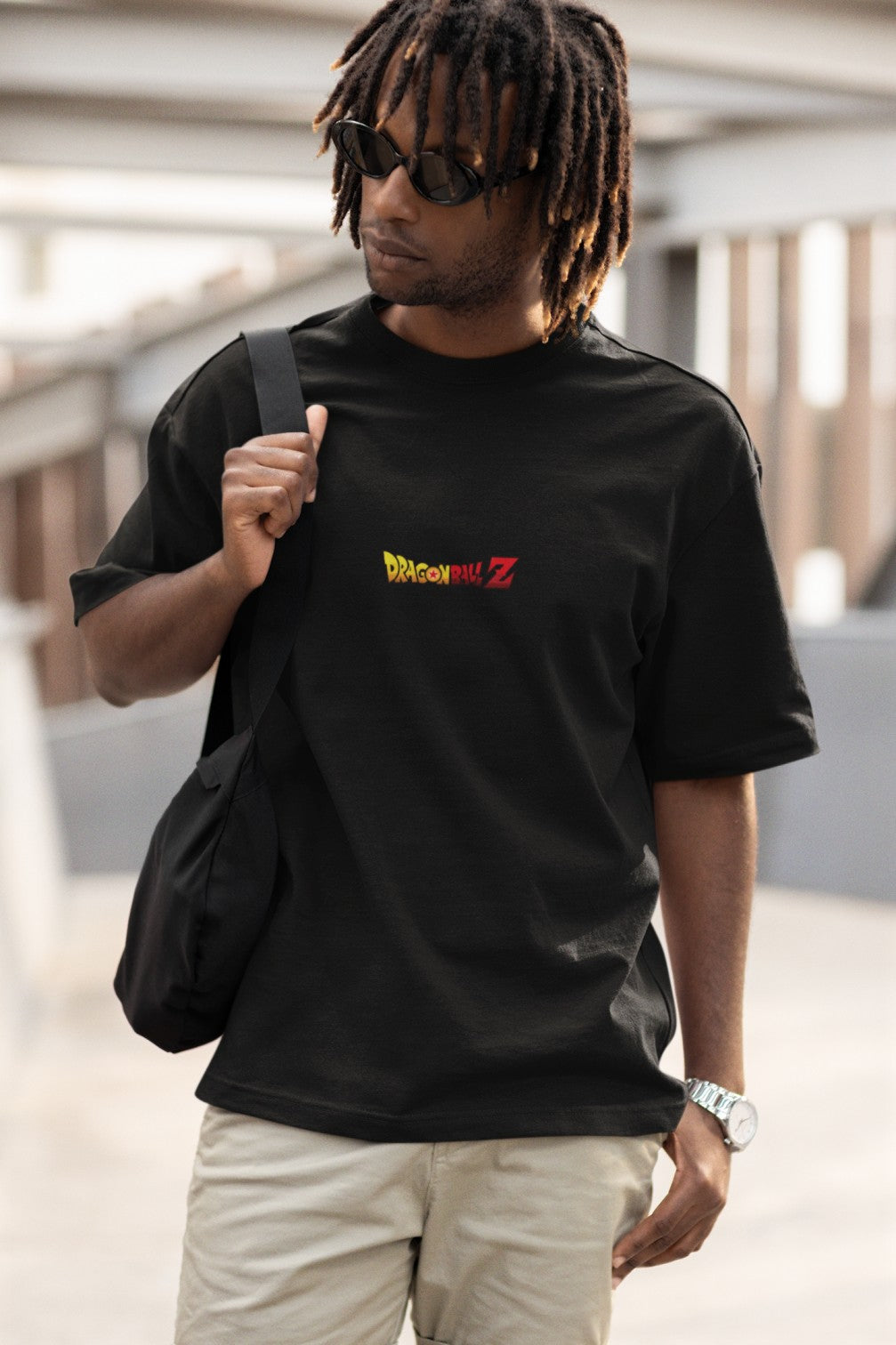 Dragon Ballz  fighter flame Anime Print Black Oversized T-Shirt