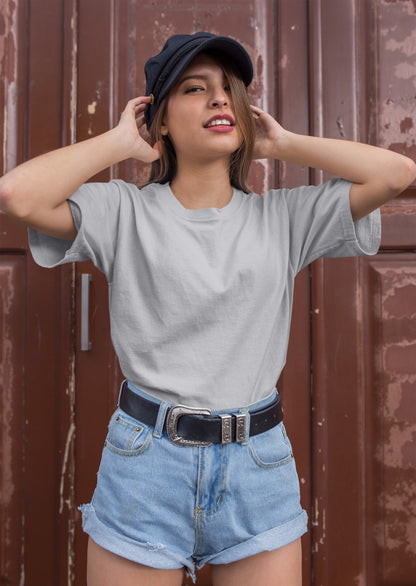 Grey Melange Plain T-Shirt