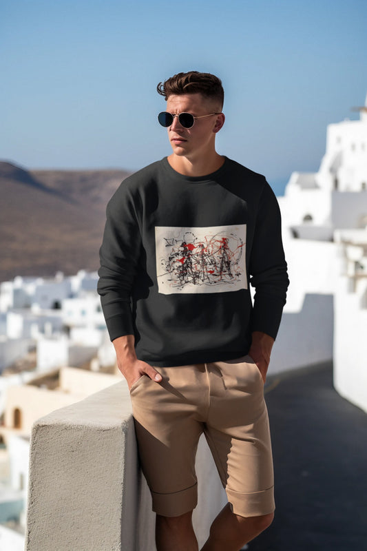 Abstract Art Print Black Sweatshirt