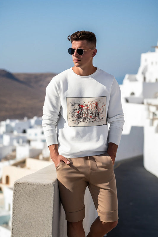 Abstract Art Print White Sweatshirt
