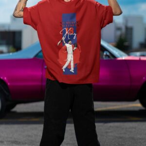 back view mockup of a man pointing to his oversized stanley stella t shirt m36829 1