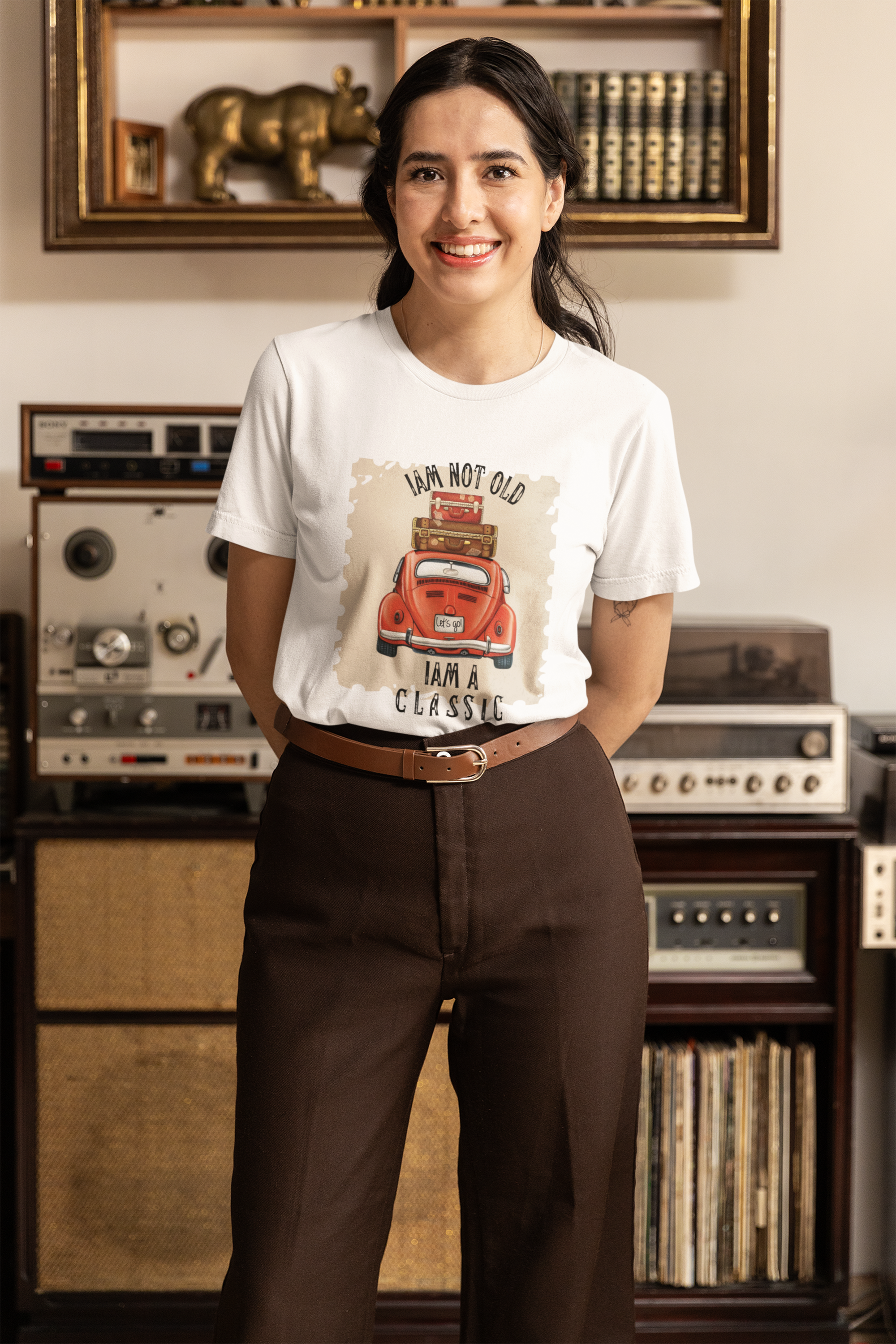 bella canvas t shirt mockup of a happy woman wearing a grandpacore style m40662
