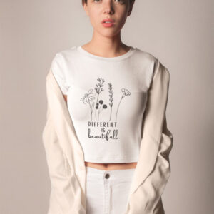 mockup of a woman wearing a t shirt against a white wall a19549