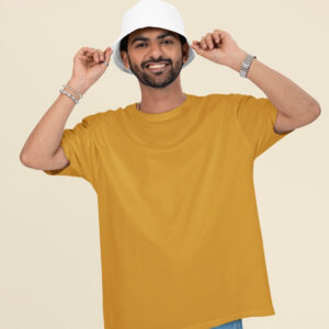oversized t shirt mockup of a happy bearded man wearing a sublimated bucket hat in a studio m53041 4