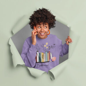 sweatshirt mockup featuring a woman on the phone m3598 r el2