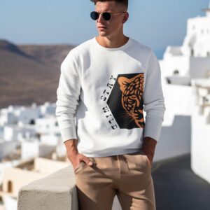 sweatshirt mockup of an ai created man wearing an old money style outfit m39414