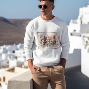 abstract art print white sweatshirt