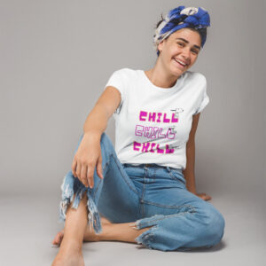 young girl wearing a t shirt mockup sitting on a photo studio a20884 18571789 7821 409b 86a2 d00d2893c642