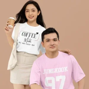 oversized t shirt mockup of a woman standing in a studio with a shaded face m50036 450x450